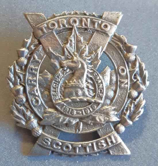 CANADIAN Toronto Scottish Large Cast White Metal Hat badge