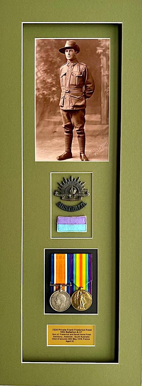 WW1 AUSTRALIAN K.I.A. MEDAL GROUPING TO PTE. F.F. FROST