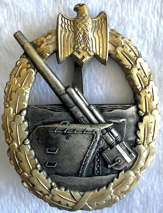 WW2 GERMAN NAVY COASTAL ARTILLERY WAR BADGE