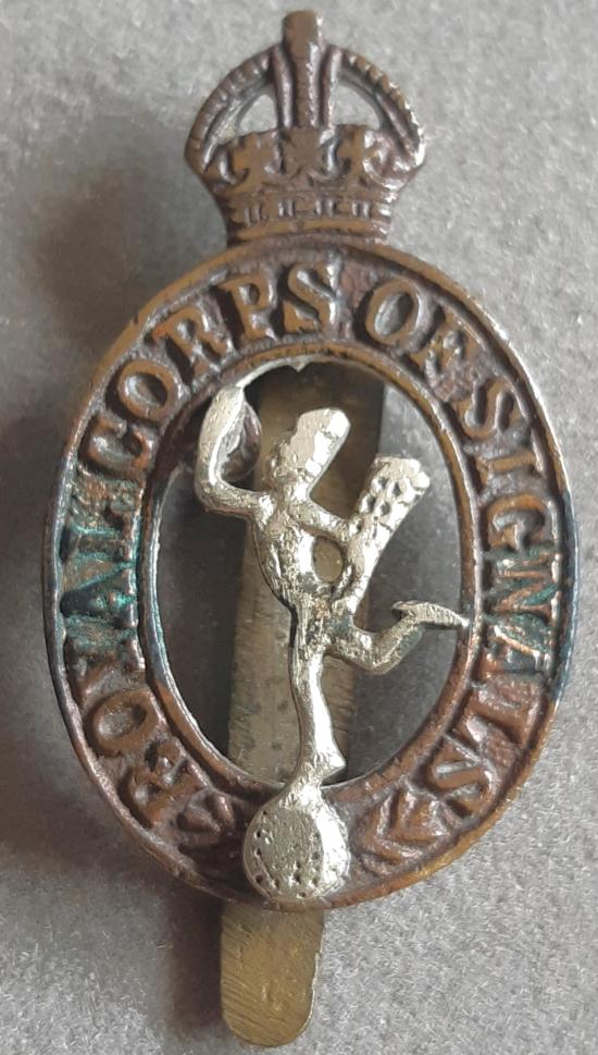 BRITISH - Royal Corps Signals K/C Indian Bi- Metal Hat Badge (KK888) Indian Made